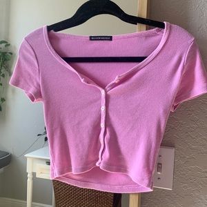Brandy melville pink button down crop